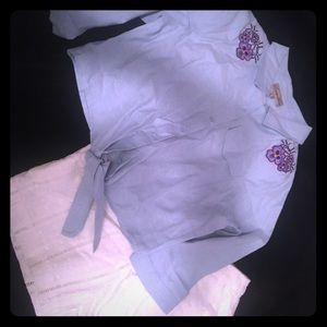 Lindy Bop tie-front Long-sleeve blouse